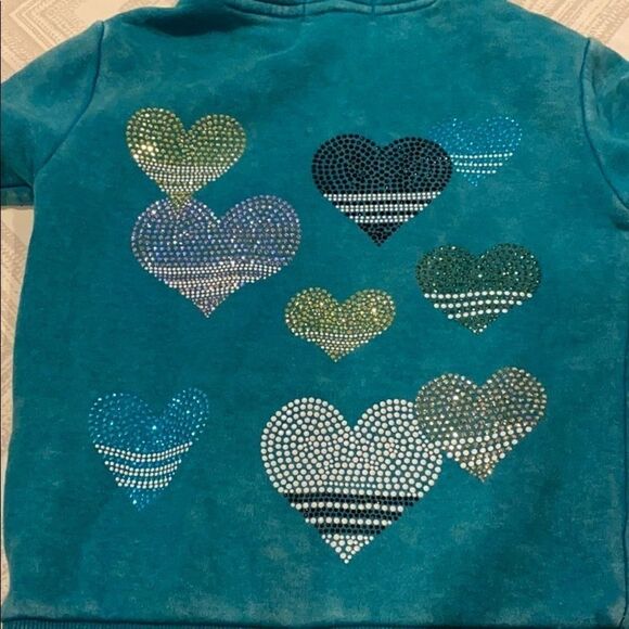 Butter Teal/Green Hooded Heart Love Sweatshirt - Picture 6 of 7